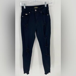 STAG vintage skinny distressed frayed black jeans 3